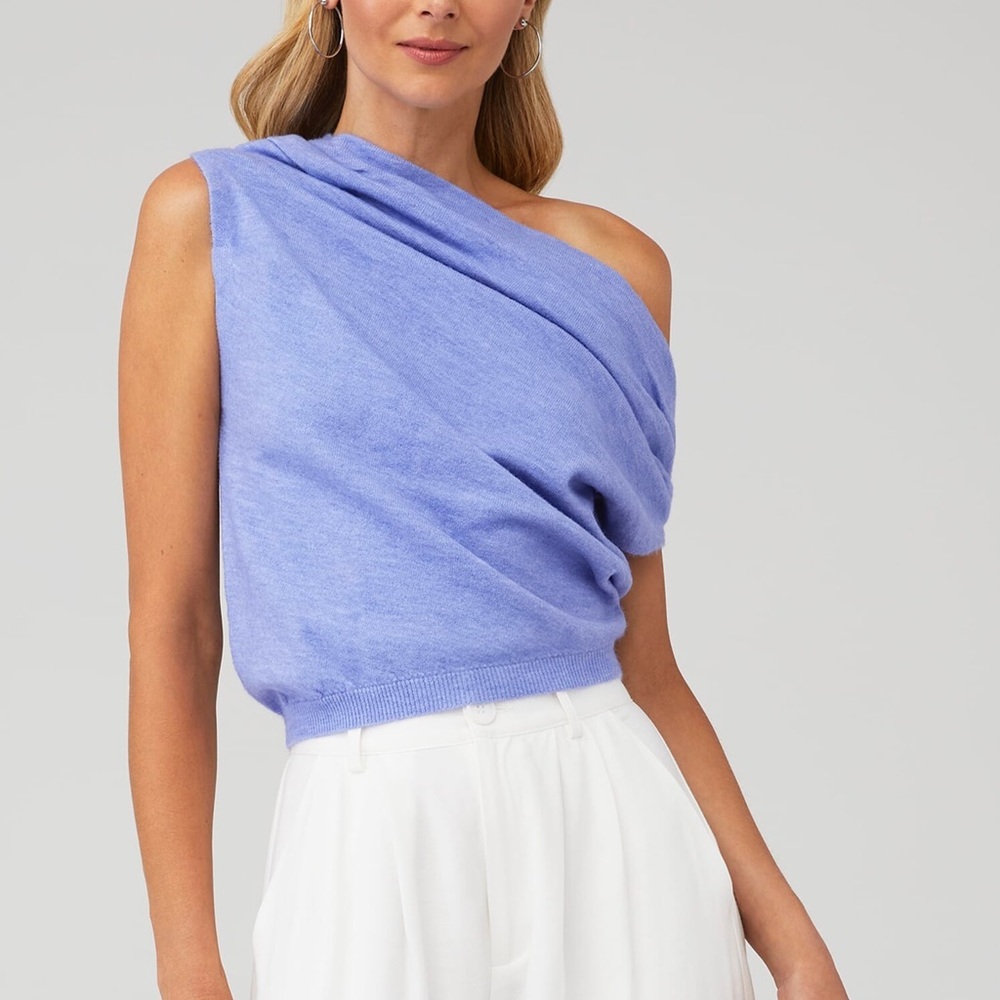 Astr Lavender One-Shoulder Knit Sweater